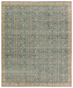 Product Image 1 for Designer Edit Merriman Hand-Knotted Trellis Dark Turquoise / Gold Rug 10' x 14' from Jaipur