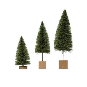 Product Image 1 for Clara 6" x 11" Bottle Brush Trees with Wooden Base, Set of 3 from Creative Co-Op