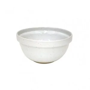 White Fattoria medium mixing bowl with speckled stoneware finish and sturdy rim
