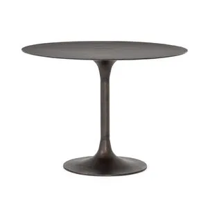 Round Simone Bistro Table with classic tulip shape in antique rust cast-aluminum finish