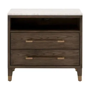Product Image 1 for Cambria 2-Drawer Wood & Marble Nightstand from Essentials for Living