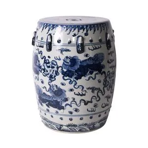 Product Image 1 for Blue & White Garden Stool Lion Motif from Legend of Asia