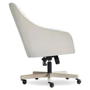Prado office chair side view showing curved backrest and armrest silhouette with tilt and height adjustment controls