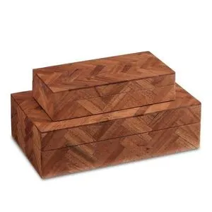 Product Image 1 for Alfeo Herringbone Wood Box, Set of 2 from Currey & Company