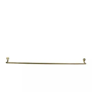 Slim brass-finished iron wall bar with curved mounting brackets at each end