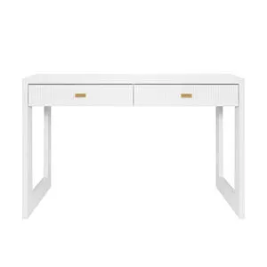 Product Image 1 for Larkin Two Drawer Desk With Fluted Detail In Matte White Lacquer from Worlds Away