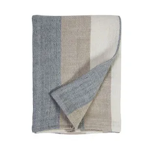 Product Image 1 for Monterey Linen King Blanket - Ocean / Natural from Pom Pom at Home