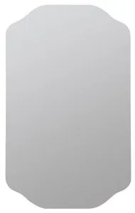 Sylvia Silver Medicine Cabinet with sleek metal frame and ornate top and bottom edges in a silver finish