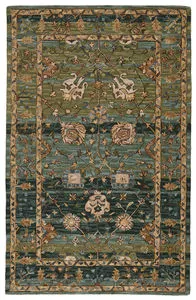 Product Image 2 for Vibe By Ahava Handmade Oriental Green/ Blue Rug from Jaipur
