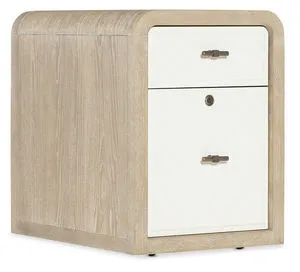 Brixton Mobile File with pebble-hued elm veneer body and ivory leathered drawer fronts, featuring two drawers and locking ...