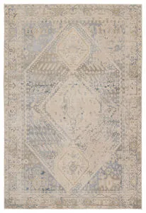 Product Image 10 for Rush Indoor / Outdoor Medallion Light Gray / Blue Rug 4' x 5'7" from Jaipur