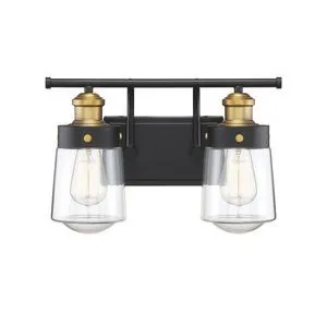 Product Image 2 for Macauley Vintage Black With Warm Brass 2 Light Bath from Savoy House
