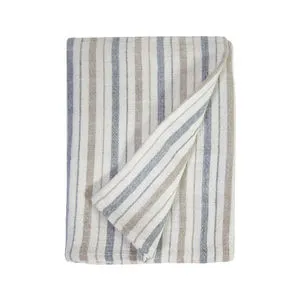 Product Image 1 for Naples Linen King Blanket - Ocean / Natural from Pom Pom at Home