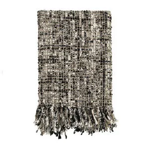 Product Image 1 for Porter Recycled Cotton Blend Fabric Black 50"x70" Woven Throw Blanket from Classic Home Furnishings