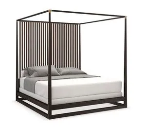 Product Image 1 for Black Wood Modern Queen Pinstripe Bed from Caracole