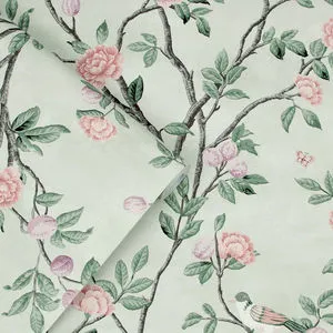 Product Image 1 for Laura Ashley Eglantine Eau de Nil Botanical, Birds & Branches Wallpaper from Graham & Brown