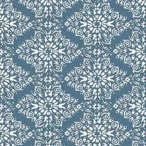 Product Image 1 for Timbre Damask Blue Salt Premium Matte Wallpaper from Mitchell Black