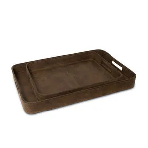 Product Image 1 for Derby Rectangle Leather Tray Set - Brown from Regina Andrew Design