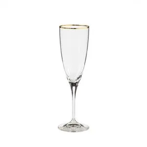Product Image 1 for Sensa Glassware Flute, Set of 6 - Clear with Golden Rim from Casafina