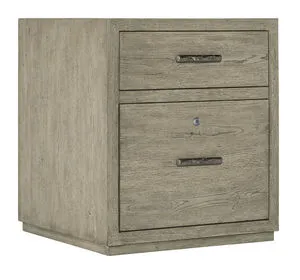 Linville Falls File in weathered smoked gray Mink finish with oak veneers, two drawers, and textured antique pewter metal ...