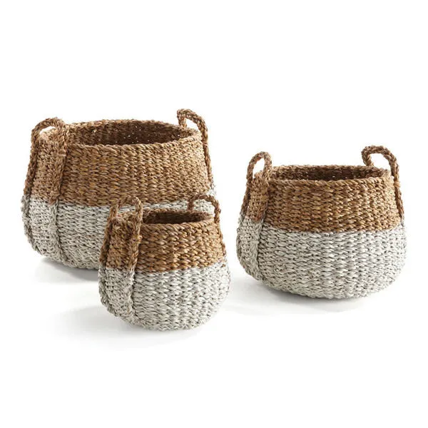 Product Image 1 for Seagrass Round Baskets With Handles, Set Of 3 from Napa Home And Garden