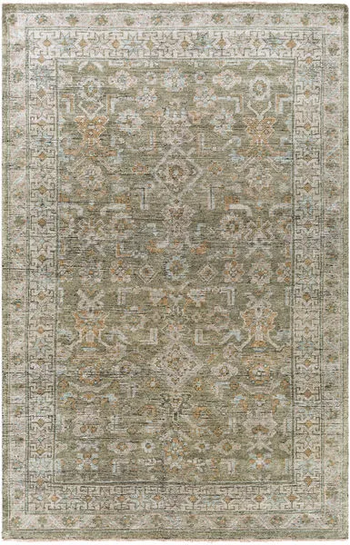 Product Image 1 for Reign Hand-Knotted Sage / Gold Rug - 2'6" x 10' from Surya