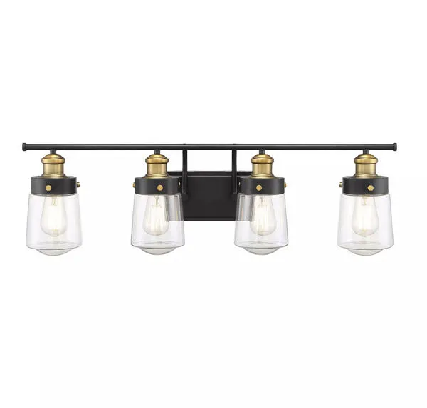 Product Image 1 for Macauley Vintage Black With Warm Brass 4 Light Bath from Savoy House