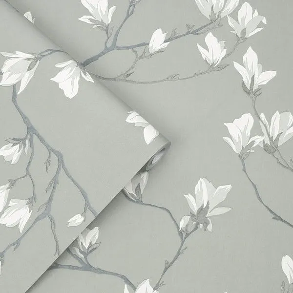 Product Image 1 for Laura Ashley Magnolia Grove Slate Floral Wallpaper from Graham & Brown