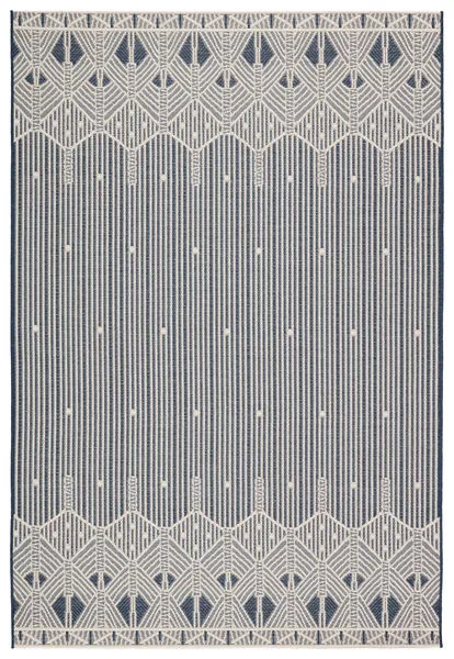 Product Image 3 for Belvidere Indoor / Outdoor Geometric Dark Blue / Cream Area Rug from Jaipur