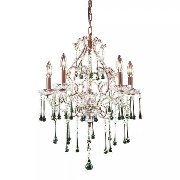 Product Image 1 for 5 Light Chandelier In Rust And Lime Crystal from Elk Lighting