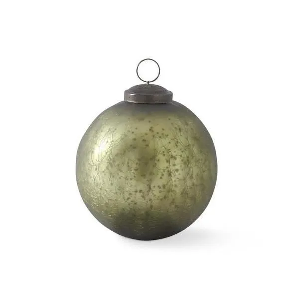 Product Image 1 for Fern 5" Crackled Olive Green Mercury Glass Round Ornament, Set of 2 from K&K Interiors