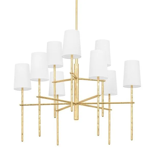 Product Image 1 for River Vintage Gold Leaf 9-Light Chandelier from Troy Lighting