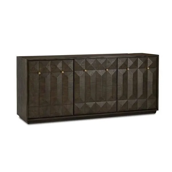 Product Image 1 for Kendall Dark Brown Oak Geometric Credenza from Currey & Company