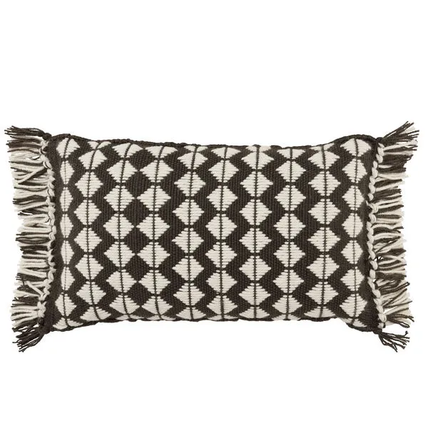 Product Image 1 for Perdita Geometric Lumbar Black and White Outdoor Pillow from Jaipur