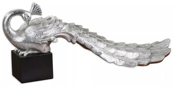 Product Image 1 for Uttermost Silver Peacock Statue from Uttermost