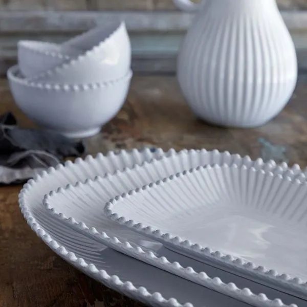 Product Image 1 for Pearl 12'' Scalloped Ceramic Stoneware Rectangle Tray - White from Costa Nova