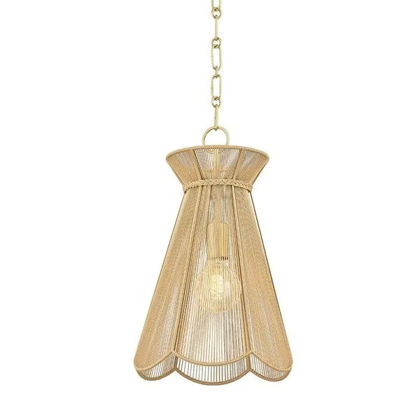 Product Image 1 for Aaliyah Modern Rattan and Aged Brass Pendant Light from Mitzi