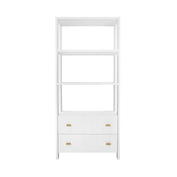Product Image 1 for Davie Two Drawer Etagere With Fluted Detail In Matte White Lacquer from Worlds Away