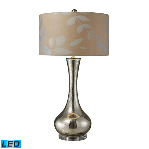Product Image 1 for Orion Table Lamp In Antique Mercury Blown Glass With Metallic Print On Cream Linen Shade And Cream Fabric Liner from Elk Home