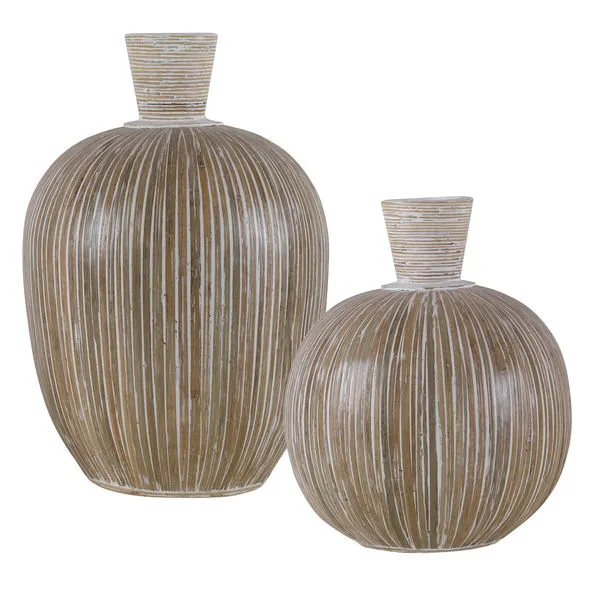 Product Image 1 for Islander White Washed Vases, Set of 2 from Uttermost