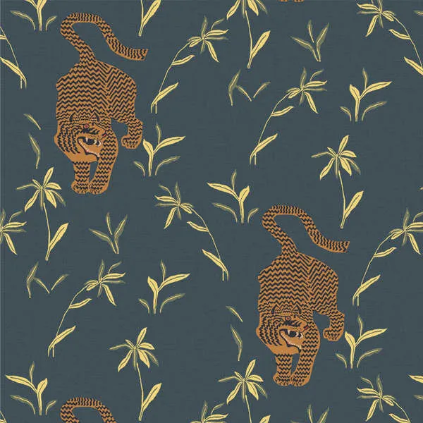 Product Image 1 for Stalking Tiger Dark Moss Premium Matte Wallpaper from Mitchell Black