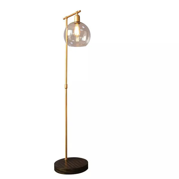 Product Image 1 for Metal & Wood Floor Lamp With Gold Finish And Glass Globe Shade from Creative Co-Op