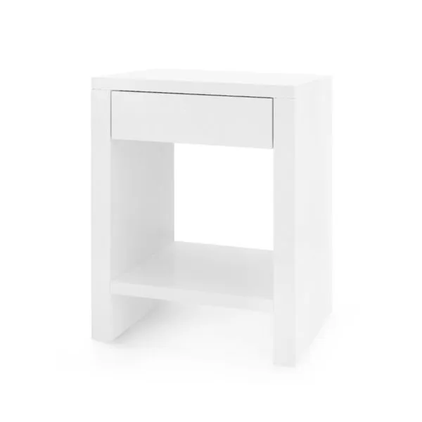 Product Image 1 for Morgan 1-Drawer White Wooden Side Table from Villa & House