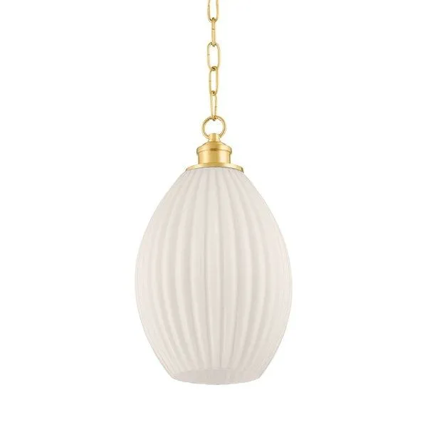 Product Image 1 for Hillary Small Aged Brass Fluted Pendant Light from Mitzi