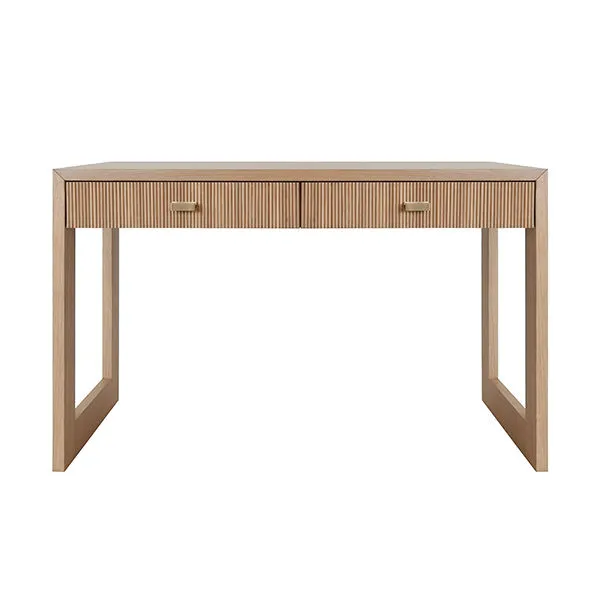 Product Image 1 for Larkin Two Drawer Desk With Fluted Detail In Natural Oak from Worlds Away