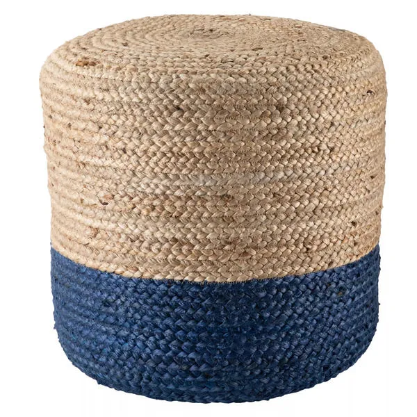 Product Image 1 for Oliana Ombre Blue/ Beige Cylinder Pouf from Jaipur