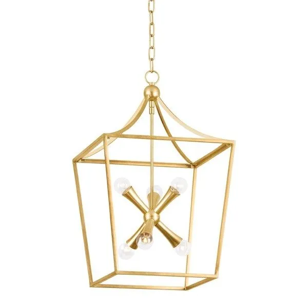 Product Image 1 for Kendall 6-Light Modern Geometric Vintage Gold Leaf Large Lantern from Mitzi