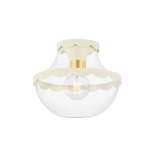 Product Image 1 for Alaina Gold Bell-Shaped Glass Semi-Flush Mount Light from Mitzi