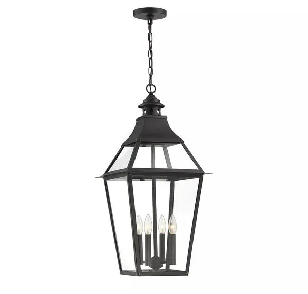 Product Image 2 for Jackson Black With Gold Highlighted 4 Light Outdoor Pendant from Savoy House