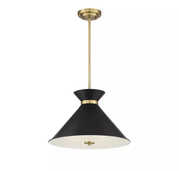 Product Image 1 for Lamar Black With Warm Brass Accents 3 Light Pendant from Savoy House